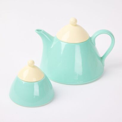 A Vintage Pagnossin Turquoise Tea Pot and Sugar Bowl
