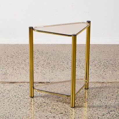 A Brass And Smoked Glass Side Table