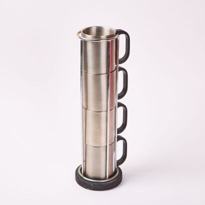 A Set of Four Stainless Steel Stackable Mugs