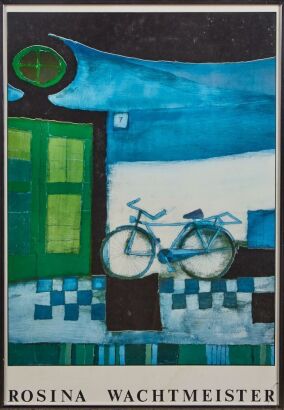 A Rosina Wachtmeister Blue Bicycle Framed Print