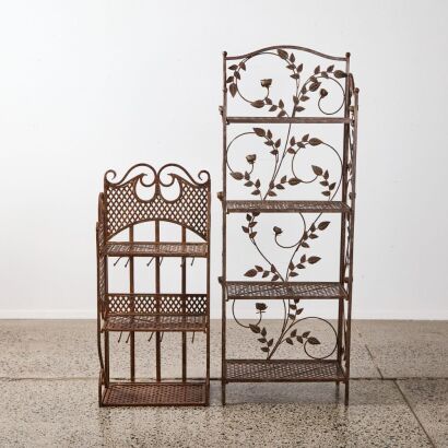 A Pair Of Wrought Iron Shelves