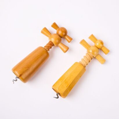 A Pair Of Vintage Wooden Corkscrews