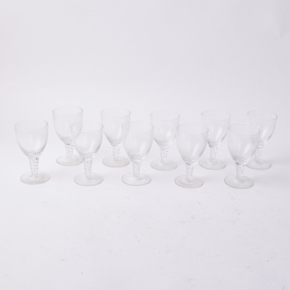 A Se of Ten Orrefors Crystal Port Glasses