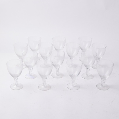 A Set of Fourteen Orrefors Crystal Wine Glasses