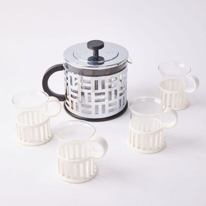 A Bodum Teapot with Two Boxed Sets of Carsten Jorgensen for Bodum Loggia Cups