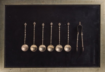 A Framed Collection of Silver Plated Spoons