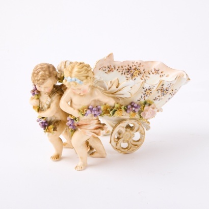 A Cherub Drawn Cart German Vase