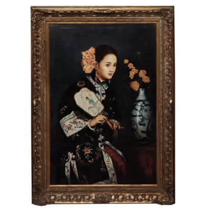 A Mid 20th Century Oil Painting of a Chinese Lady on Canvas