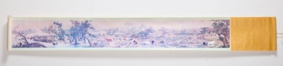 A Long Chinese Scroll Print Depicting Horse Scene by Giuseppe Castiglione