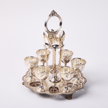 An Antique EPNS Egg Cup Set