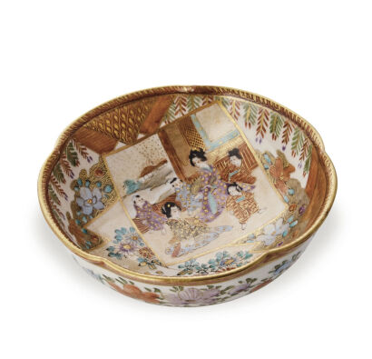 A Japanese Meiji Period Satsuma Bowl decorated with figures