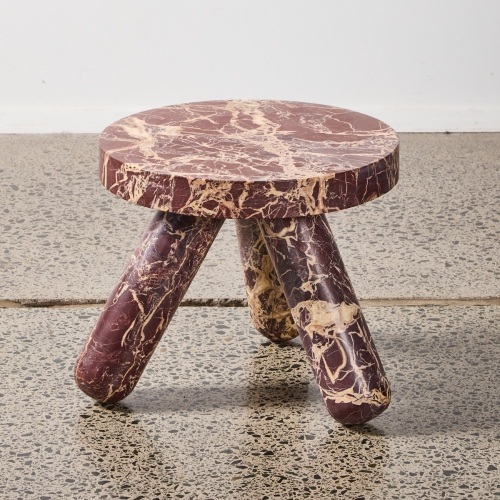 A Studio Anasi Red Marble Stool