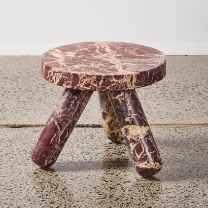 A Studio Anasi Red Marble Stool