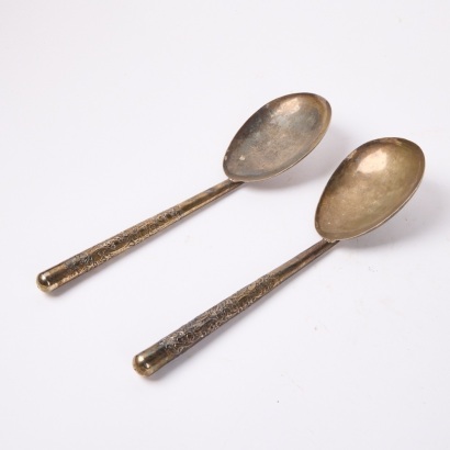 A Pair of Ornately Decorated Salad Servers