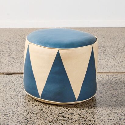 A Retro Blue and White Footstool