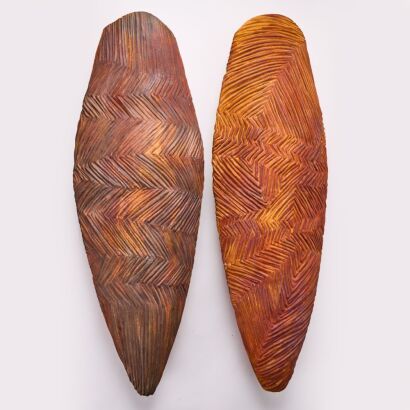 A Set of Two Australian Ceramic Hanging Vessels by Jeff Mincham