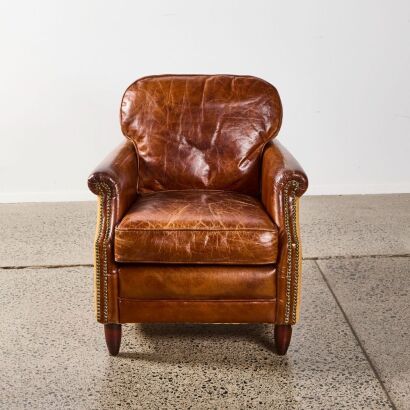 A Leather Hessian Armchair