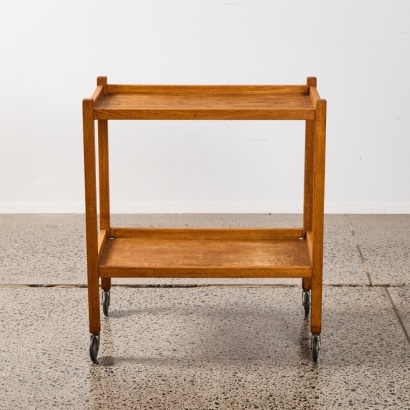A Vintage Two Tier Oak Trolley