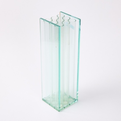 A Nine Test Tube Glass Vase Cased in Clear Glass