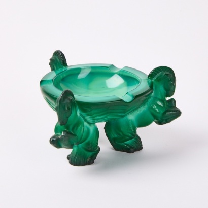 A Malachite Glass Horse Ashtray