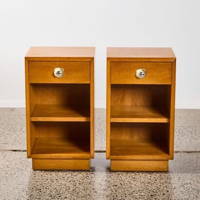 A Pair of Mid-Century Oak Bedsides