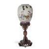 A Chinese Late Qing/Republic Era Famille Rose Egg Shell Porcelain Lamp with lady pattern and original wooden base