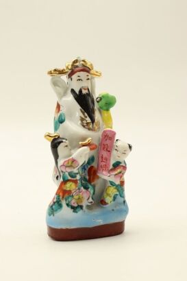 A Chinese 20th century pocelain 'Jia Guan Jin Jue' figurine