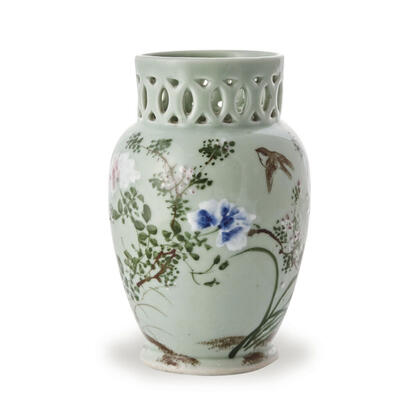 A Japanese Meiji Period Celadon Glazed Vase