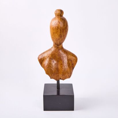 A Mounted Carved Wooden Bust