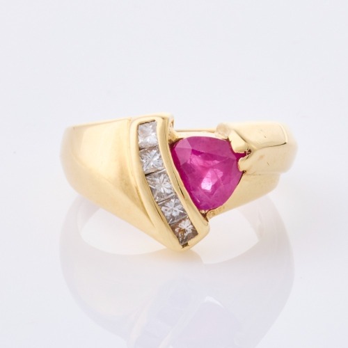 14ct Yellow Gold, .70ct Ruby / .20ct Diamond Dress Ring