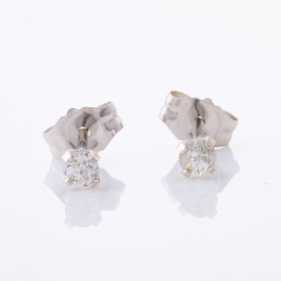 14ct White Gold, Old Mine Cut 2.45mm Diamond Stud Earrings