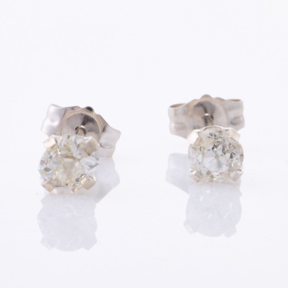 14ct White Gold, 3.75mm Old Cut Diamond Stud Earrings