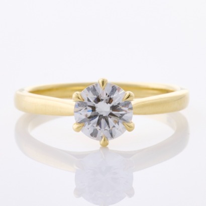 14ct Yellow Gold, Modern, .75ct Diamond Solitaire Ring