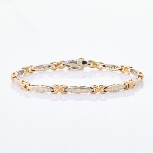 9ct Yellow/White Gold, Modern .60ct Diamond Bracelet