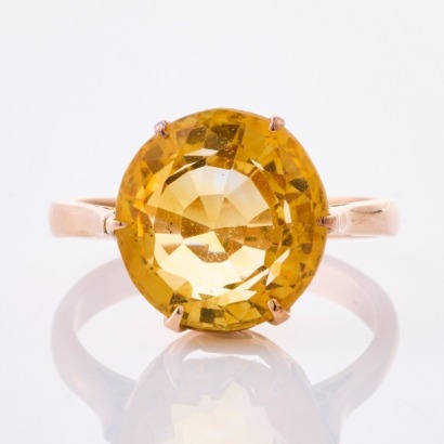 10ct Rose Gold, Vintage, Oval Citrine Ring