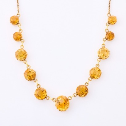 9ct Yellow Gold, Vintage, Graduated Citrine Necklace