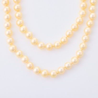 Two Traditional Cultured Pearl Necklaces with 9ct Yellow Gold Ball Clasps