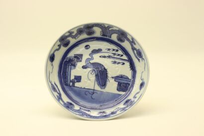 A Chinese blue and white ' pine and crane' plate