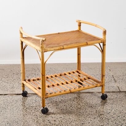 A Cane and Bamboo Drinks Trolley