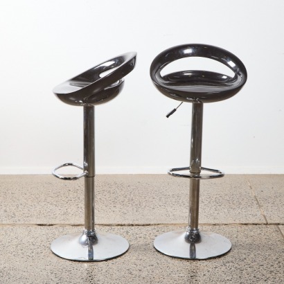 A Pair of Black & Chrome Barstools