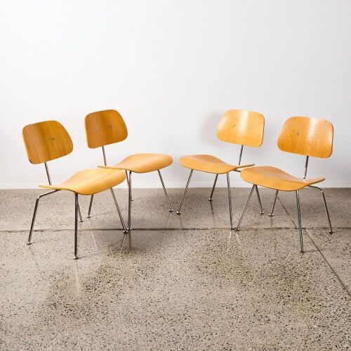 A Set of Four Eames Style DCM Chairs