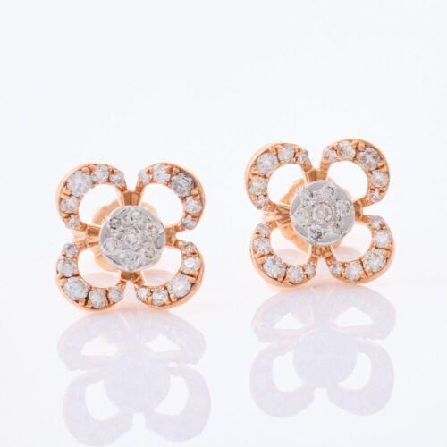 14ct White / Rose Gold, .64ct Diamond Stud Earrings - As new