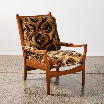 A Cintique Mid Century Danish Modern High Back Lounge Chair, c.1960s