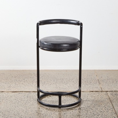 A Black Circular Form Bar Stool