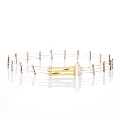 Tatjana Panyoczki, 'Dont fence me in' Contemporary Necklace on a 18ct Yellow Gold/Silver/Steel Wire.