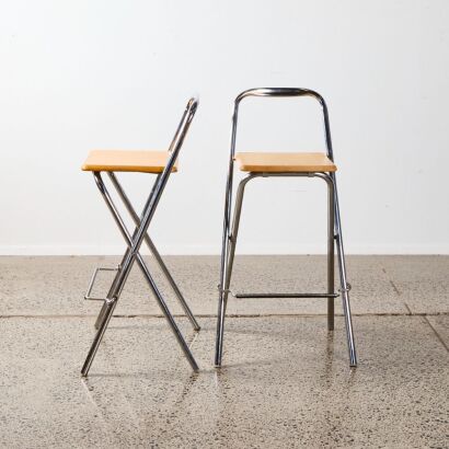 A Pair of Fiam Italia Folding Bar Stools