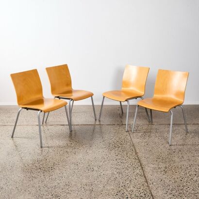 A Set of Four Plywood Chairs