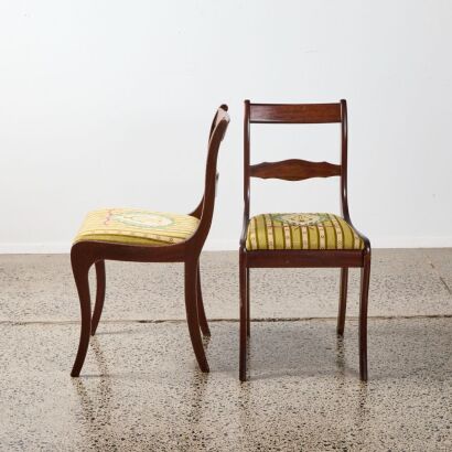 A Pair Of Victorian Era Chairs With Tapestry Seat Coverings