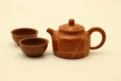 A set of Chinese purple clay tea wares