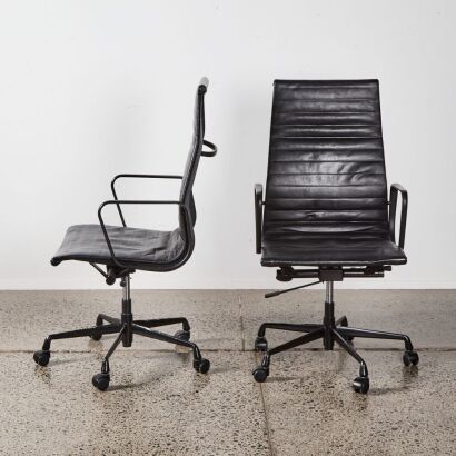 A Pair Of Highback Eames Style Office Chairs